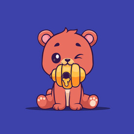 可爱小熊蜂蜜卡通矢量儿童插画