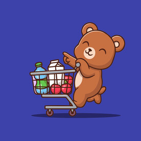可爱小熊购物卡通矢量儿童插画