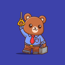 可爱小熊职员卡通矢量儿童插画