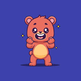 可爱加油小熊卡通矢量儿童插画