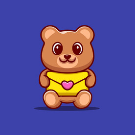 可爱小熊情书卡通矢量儿童插画