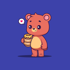 可爱小熊蜜桶卡通矢量儿童插画