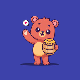 可爱小熊蜜桶卡通矢量儿童插画