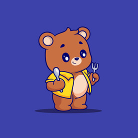 可爱小熊美食家卡通矢量儿童插画