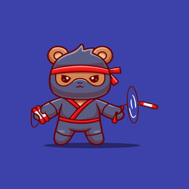 可爱小熊忍者卡通矢量儿童插画