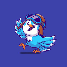 可爱飞行员小鸟卡通矢量儿童插画