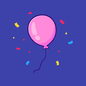 可爱粉红气球卡通矢量儿童插画