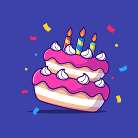 可爱生日蛋糕卡通矢量儿童插画