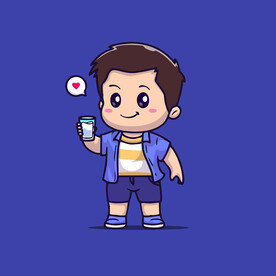 可爱干杯喝酒男卡通矢量儿童插画