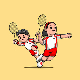 可爱网球运动员卡通矢量儿童插画