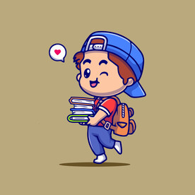 可爱学生卡通矢量儿童插画