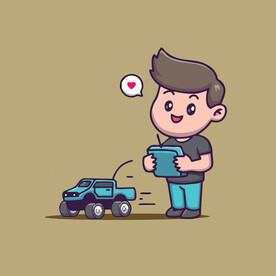 可爱遥控车卡通矢量儿童插画