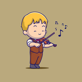 可爱小提琴演奏卡通矢量儿童插画