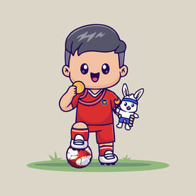 可爱足球健将卡通矢量儿童插画