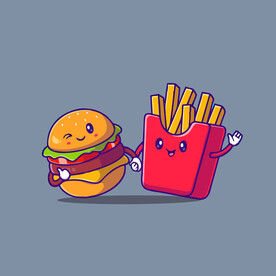 可爱汉堡人卡通矢量儿童插画