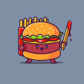 可爱汉堡人卡通矢量儿童插画