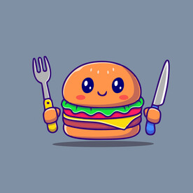 可爱汉堡人卡通矢量儿童插画