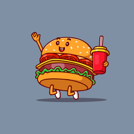 可爱汉堡人卡通矢量儿童插画