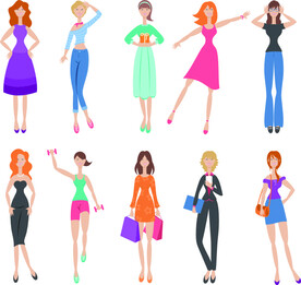 卡通各类美女矢量