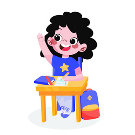 卡通举手回答问题