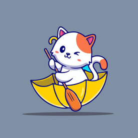 可爱小猫矢量卡通插画