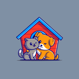 可爱小猫小狗矢量卡通插画