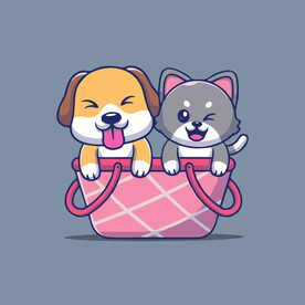 可爱小猫矢量卡通插画