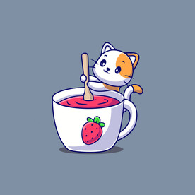 可爱小猫矢量卡通插画