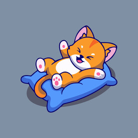 可爱贪睡小猫矢量卡通插画