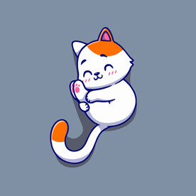 可爱贪睡小猫矢量卡通插画