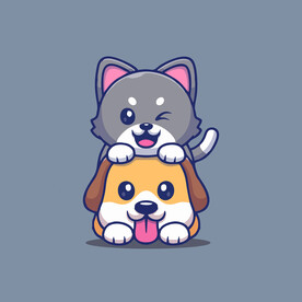 可爱小猫矢量卡通插画