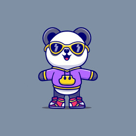 可爱熊猫矢量卡通插画