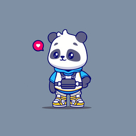 可爱熊猫矢量卡通插画