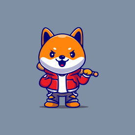 可爱柴犬小猫矢量卡通插画