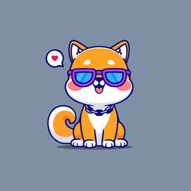 可爱柴犬矢量卡通插画