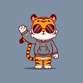 可爱小老虎矢量卡通插画