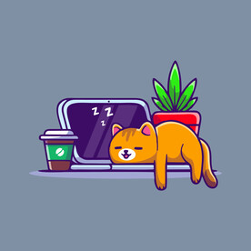 可爱贪睡小猫矢量卡通插画