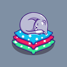 可爱贪睡小猫矢量卡通插画