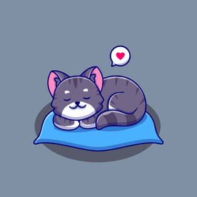 可爱贪睡小猫矢量卡通插画