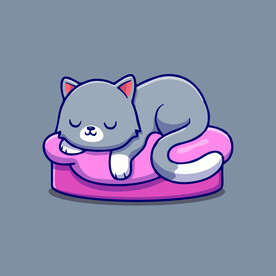 可爱贪睡小猫矢量卡通插画