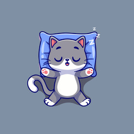 可爱贪睡小猫矢量卡通插画