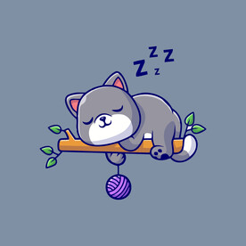 可爱贪睡小猫矢量卡通插画