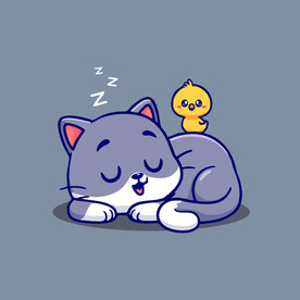 可爱贪睡小猫矢量卡通插画