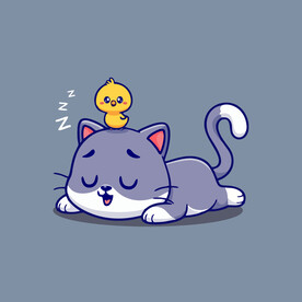 可爱贪睡小猫矢量卡通插画