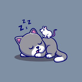 可爱贪睡小猫矢量卡通插画