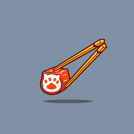 可爱小猫寿司矢量卡通插画