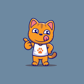 可爱满足的小猫矢量卡通插画