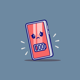 可爱没电手机矢量卡通插画