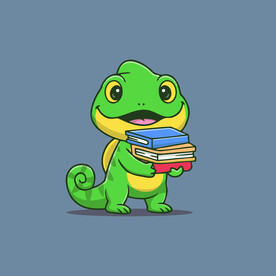 可爱变色龙书本矢量卡通插画