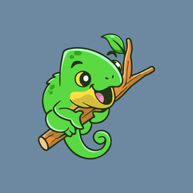 可爱变色龙矢量卡通插画